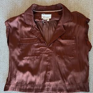 By Anthropologie Elegant Brown Satin Women's Top